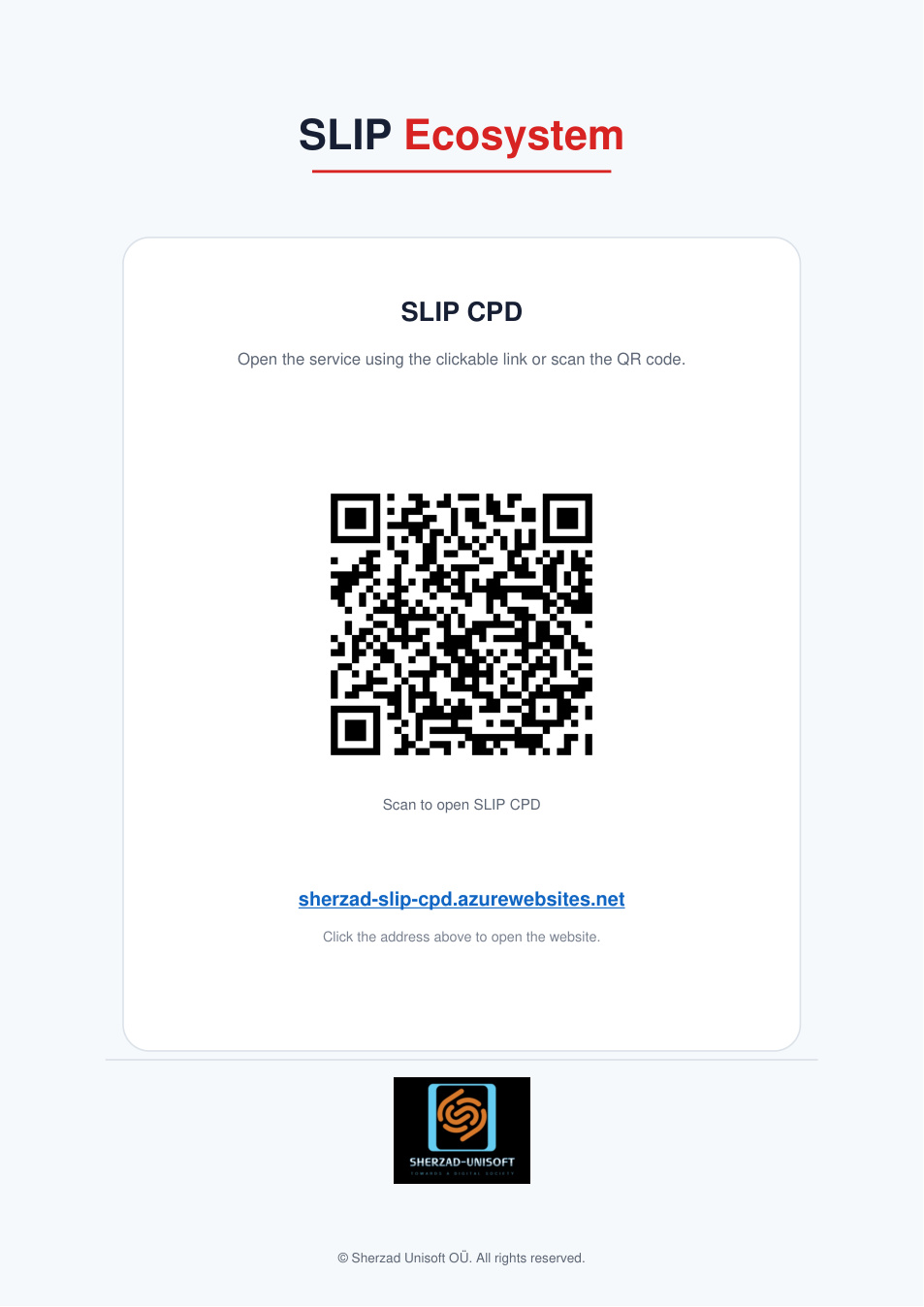 SLIP Ecosystem CPD QR code and access link